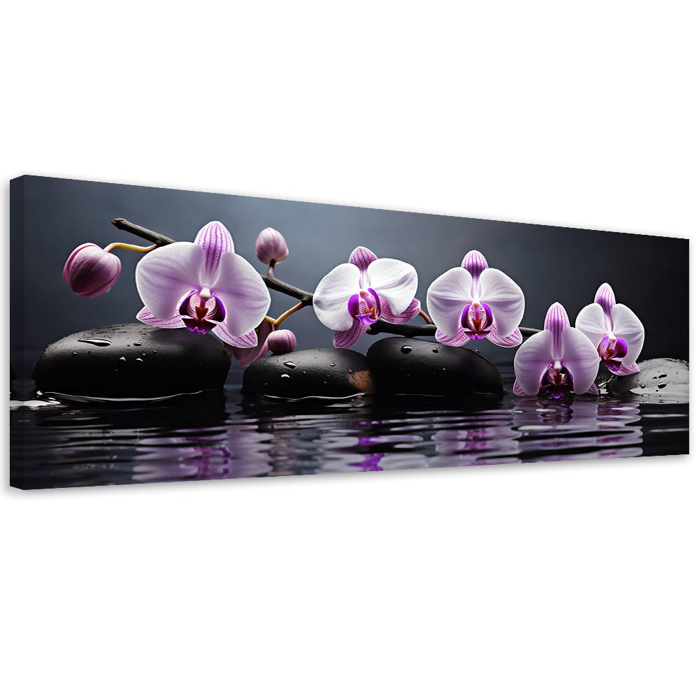 WANDBILD spa zen orchidee - Pink, Textil (90/30cm) - Feeby