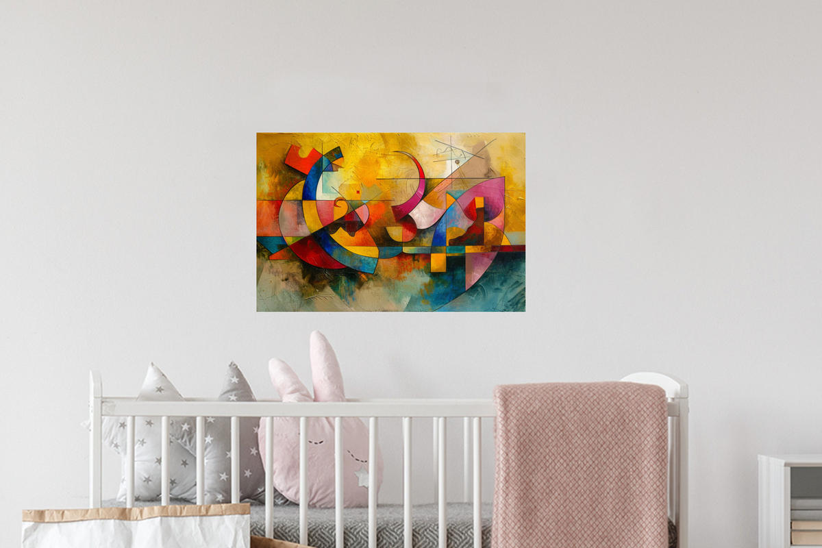 WANDTATTOO Kunst - Abstrakt - Modern 60x40 cm - Gelb, Kunststoff (60/40/0.1cm) - MuchoWow