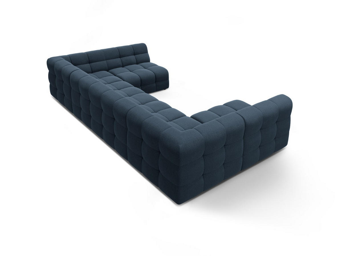 PANORAMASOFA Kendal aus strukturiertem Stoff marineblau 7 Sitzplätze - Blau, Textil (203/79/372cm) - Micadoni