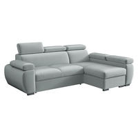ECKSOFA Boston Mini, Seite: Rechts - 2R+LC - Chromfarben/Blaugrau, Holz/Textil (255/170cm) - MIRJAN24