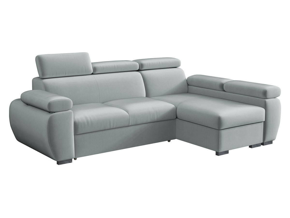 ECKSOFA Boston Mini, Seite: Rechts - 2R+LC - Chromfarben/Blaugrau, Holz/Textil (255/170cm) - MIRJAN24