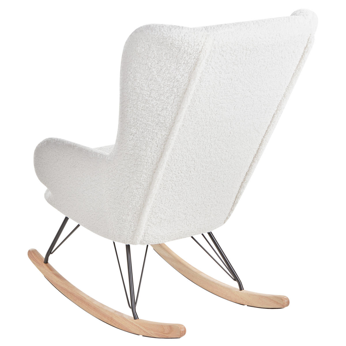 HOUPACÍ KŘESLO Bouclé Krémově bílé Luoma - bílá/černá, textil (69/106/97cm) - Beliani