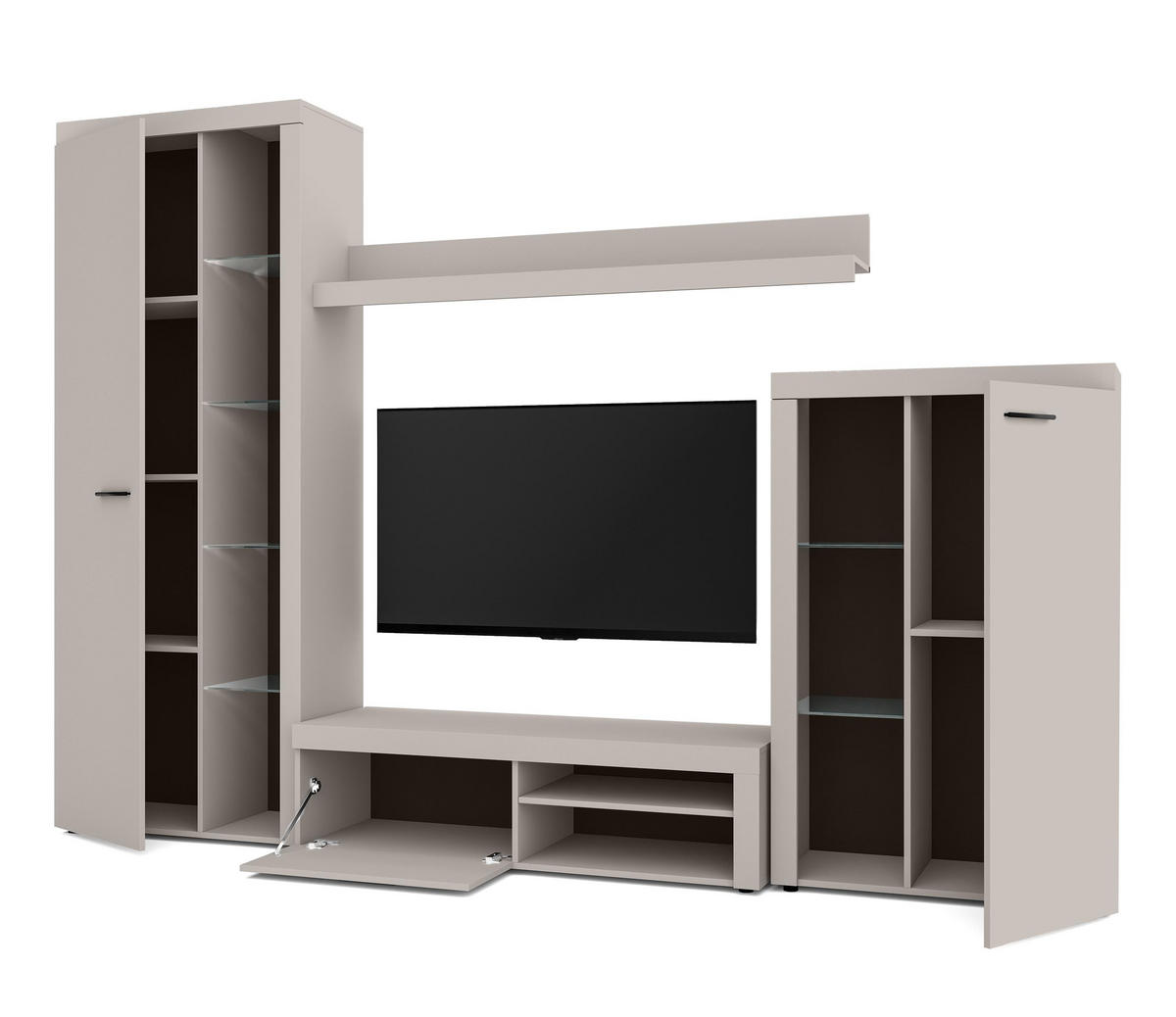 WOHNWAND Spacoro Beige 270/190/41 cm Wohnwand Modern ohne LED - Beige, Holzwerkstoff/Kunststoff (270/190/41cm) - AX Living