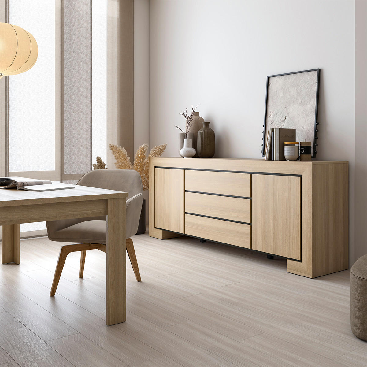 SIDEBOARD Lucius Holz und Schwarz - Schwarz, Holzwerkstoff (225/90/48cm) - Petits-meubles