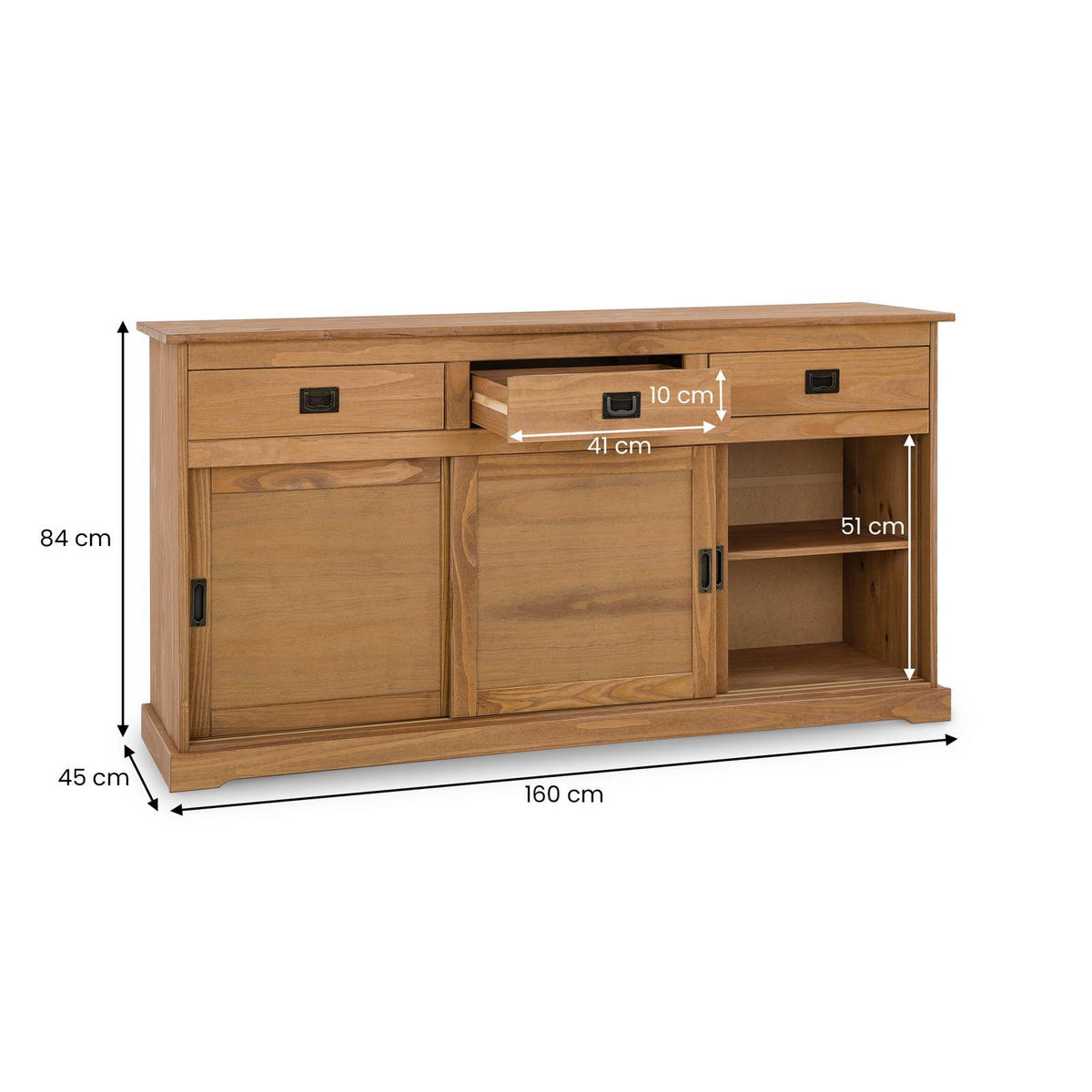 ANRICHTE SAVONA braun - Braun, Holz (160/84/45cm) - IDIMEX