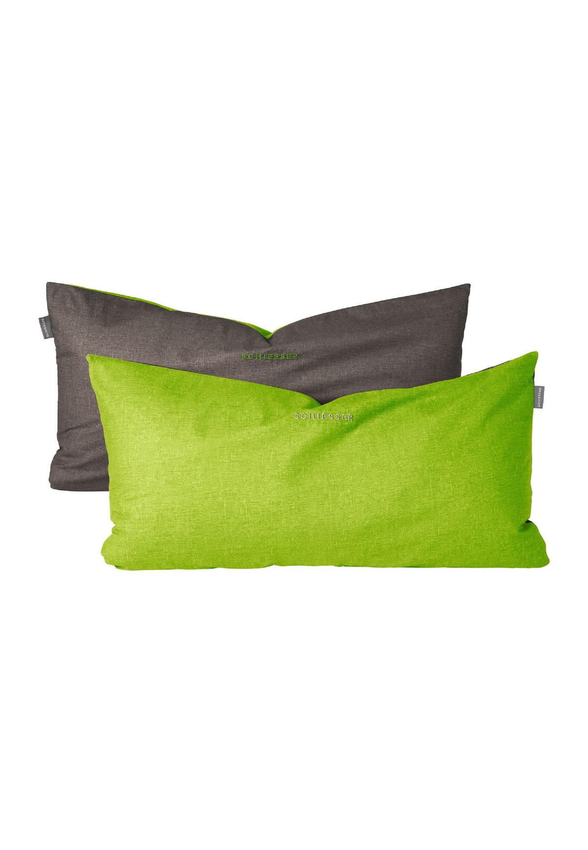 KISSENHÜLLENSET Doubleface Renforcé 2-teilig 40x80 cm Grün-Dunkelgrau - Dunkelgrau/Grün, Textil (40/80cm) - SCHIESSER