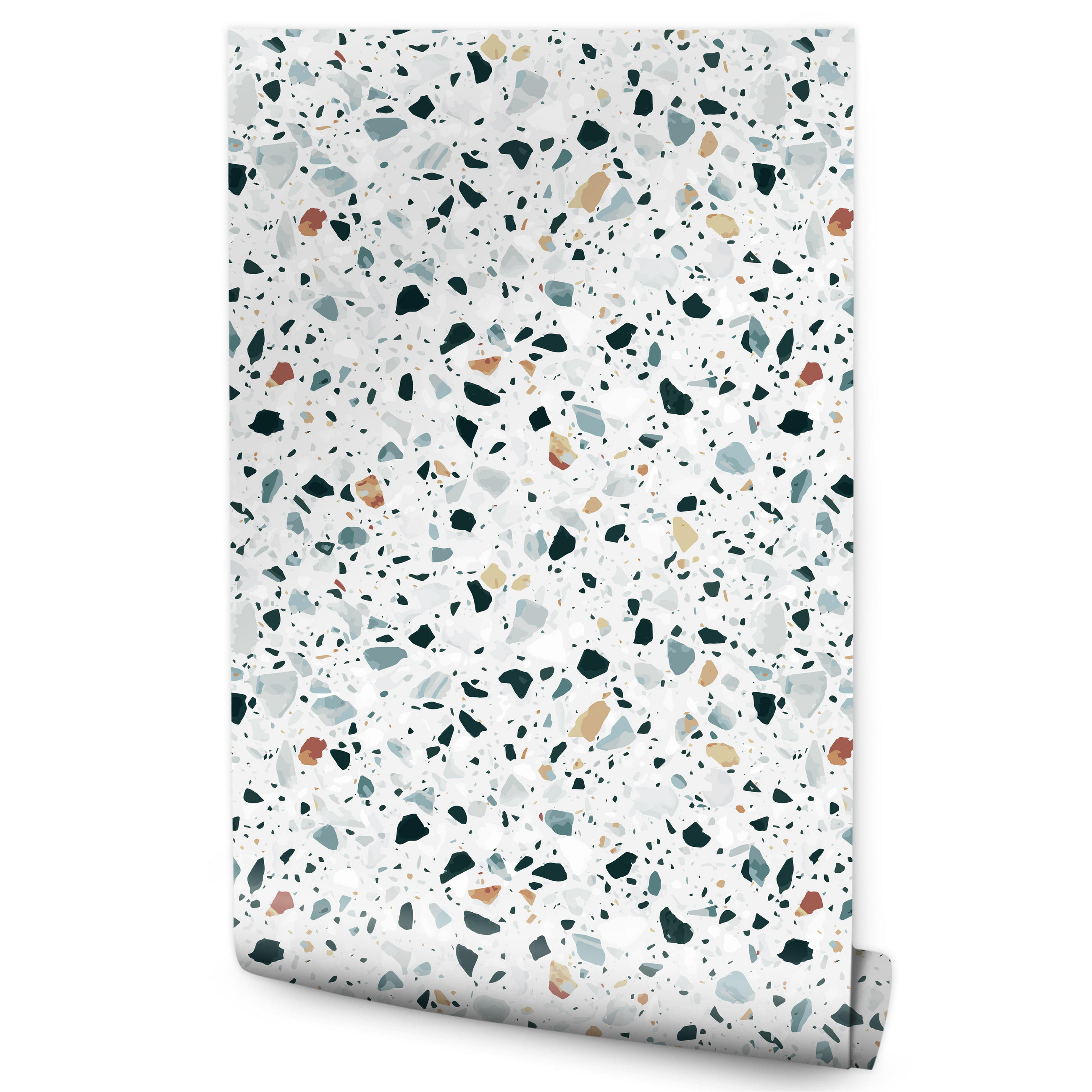 VLIESTAPETE Terrazzo-Muster – Grün, Beige, Weiß – 50x1000 cm - Beige/Weiß, Papier (50/1000cm) - Muralo