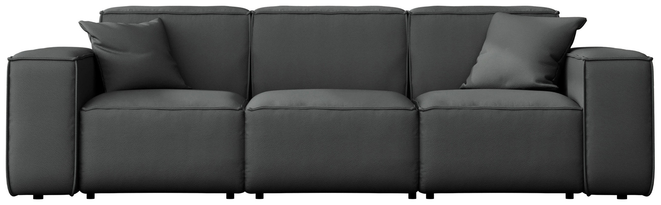 GARTENSOFA Lorento Outdoor 3-Sitzer, Dunkelgrau Kunstleder 251/73/92 cm - Dunkelgrau, Textil (251/73/92cm) - WFL GROUP