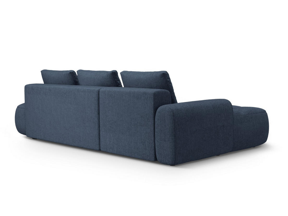 AUSKLAPPBARES-ECKSOFA links mit Container Linz aus strukturiertem Stoff dunkelblau 3 Sitzplätze - Dunkelblau, Textil (142/275cm) - Cosmopolitan Design