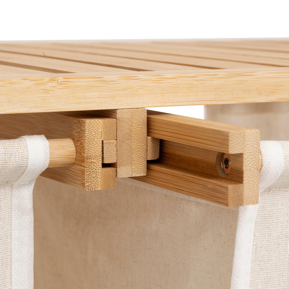 BAMBUSREGAL mit Wäschekorb Tidy Box 72/33/109 cm - Beige, Naturmaterialien (33/109/72cm) - 5five Simply Smart