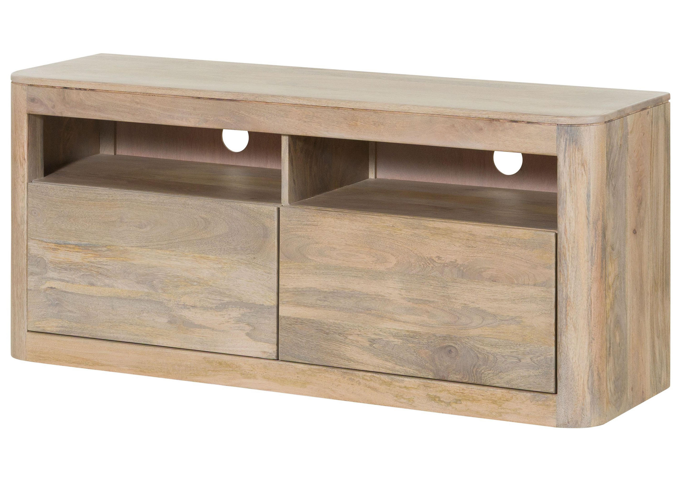 TV-BOARD Mango 130x40x58 weiß lackiert TORONTO #319 - Weiß, Holz (40/58/130cm) - Massivmoebel24
