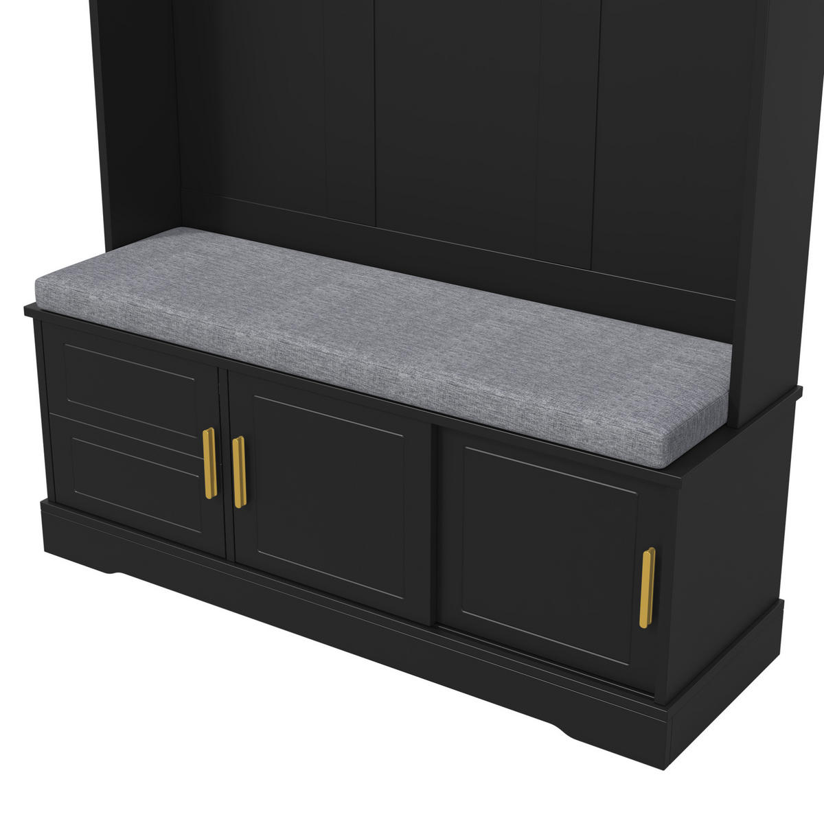 GARDEROBE 120/40/191 cm schwarz aus Spanplatte mit Sitzbank, Schuhregal und 6 Haken - Schwarz, Holzwerkstoff (120/191/40cm) - OKWISH