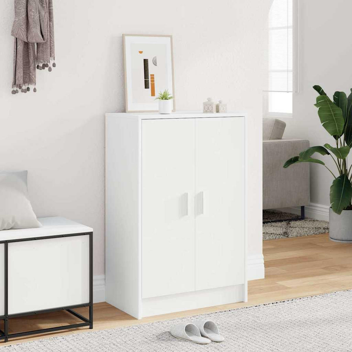 SCHUHSCHRANK Weiss 60/35/92 Cm Holzwerkstoff - Weiß, Holzwerkstoff (35/92/60cm) - vidaXL