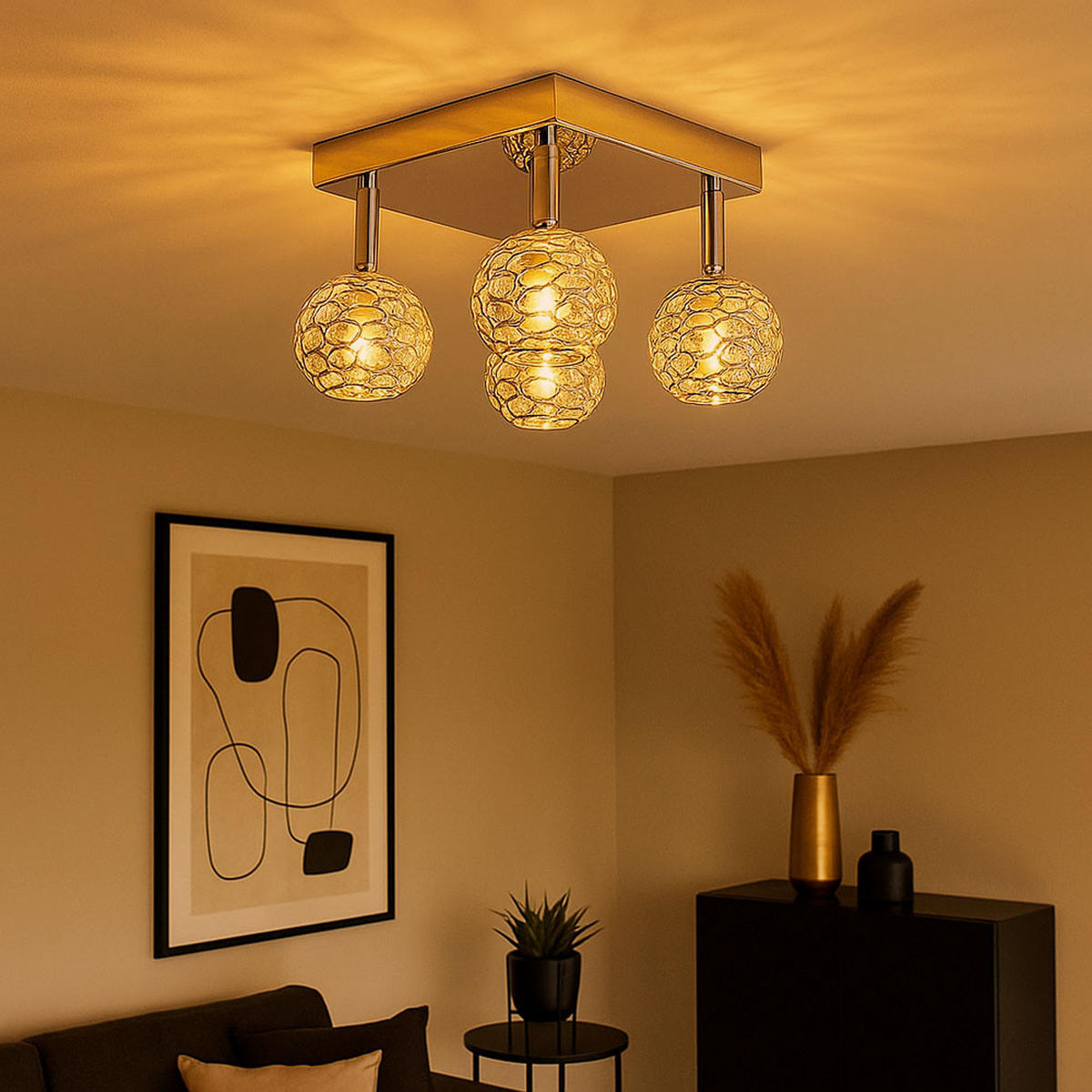 LED DECKENLEUCHTE Geflecht Silber - Silberfarben, Metall (22/20/15cm) - Globo Lighting