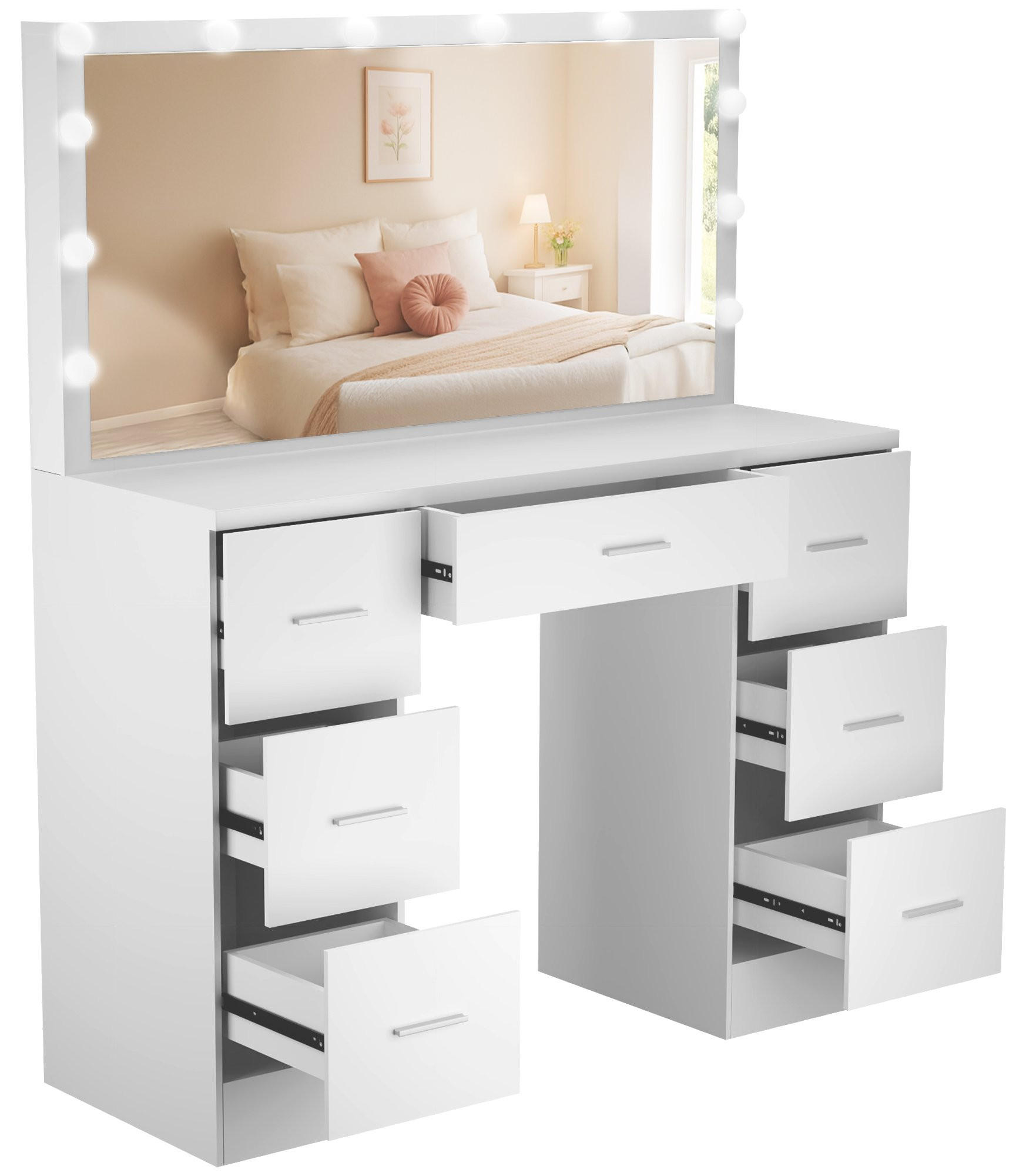 SCHMINKTISCH eckig 110/40/135 cm Holz Weiß - Weiß, Holz (110/135/40cm) - CLP