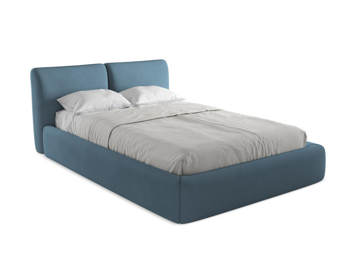 POLSTERBETT mit Bettkasten und Lattenrost 160x228 Blau - Blau/Blaugrau, Kunststoff/Textil (140/200cm) - Makamii