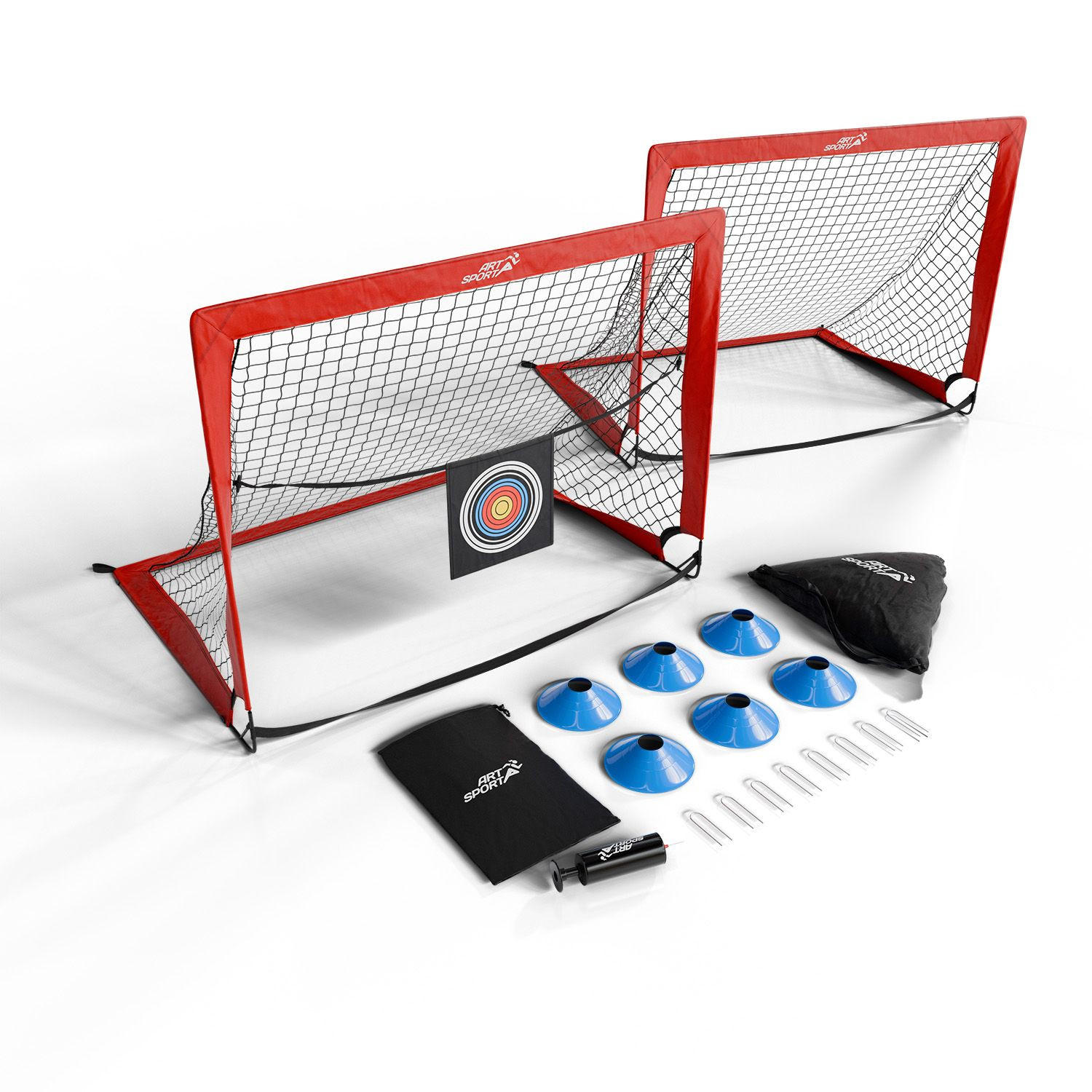 FUSSBALLTOR Goal Master Pop-up inkl Zubehör rot (2er-Set) - Rot, Kunststoff (120/90cm) - Artsport