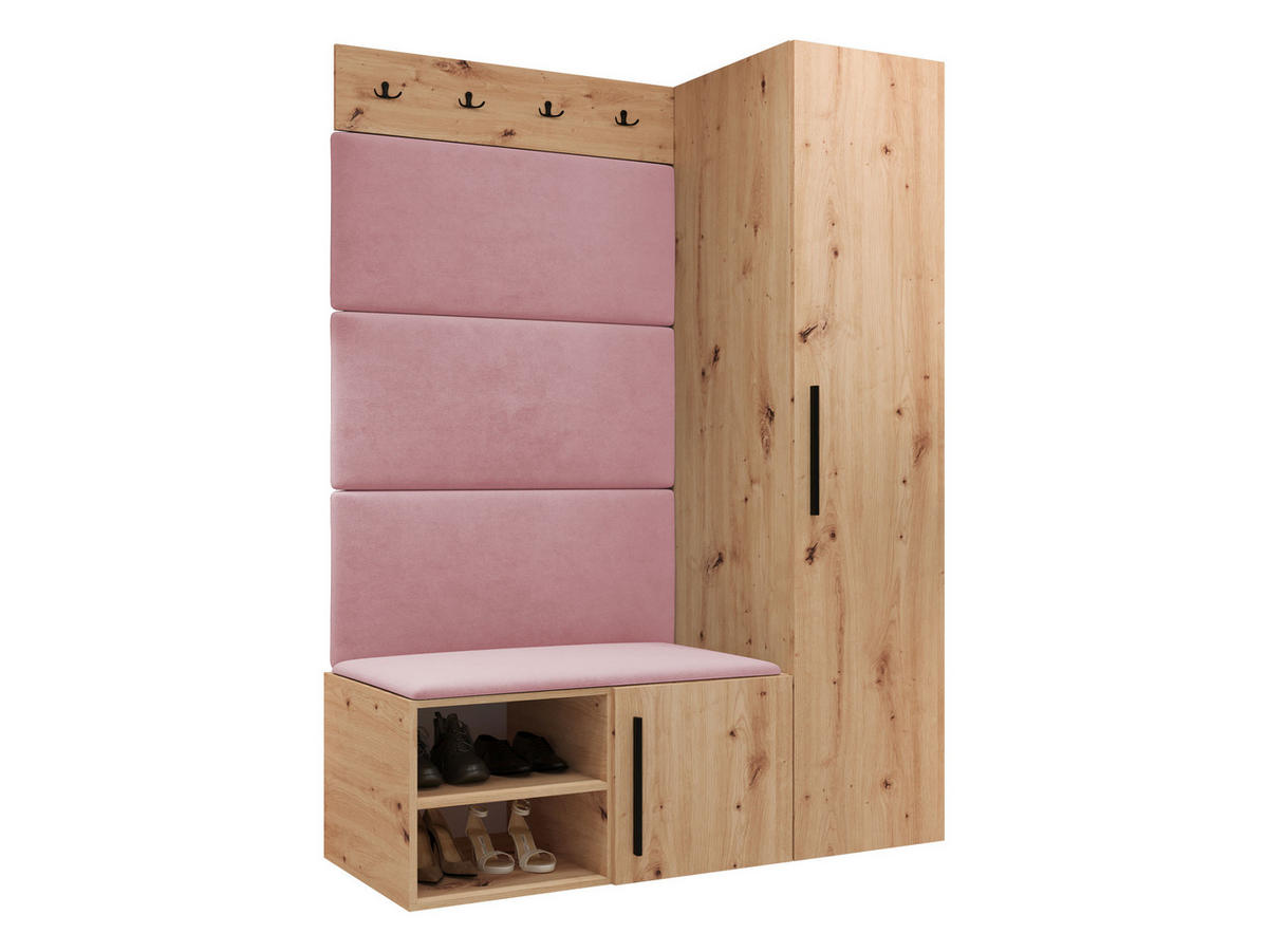 GARDEROBEN-SET Medi II - Hellrosa/Schwarz, Holzwerkstoff/Kunststoff (40/191/50cm) - MIRJAN24