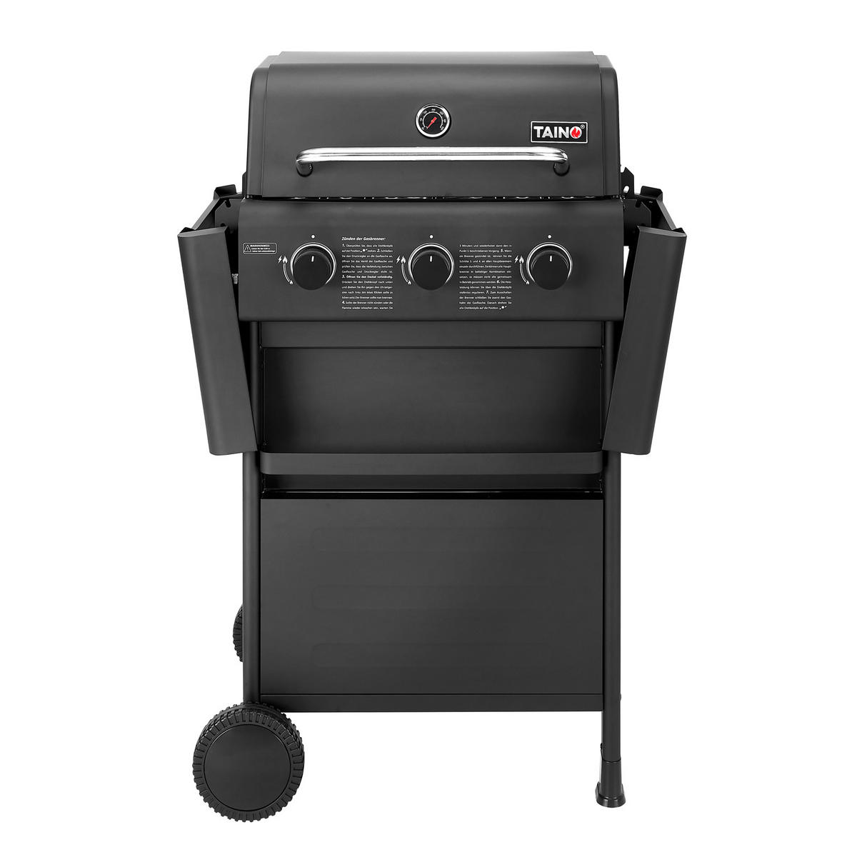 GASGRILL COMPACT 3+0 Set - Schwarz, Metall (113/100/48cm) - TAINO