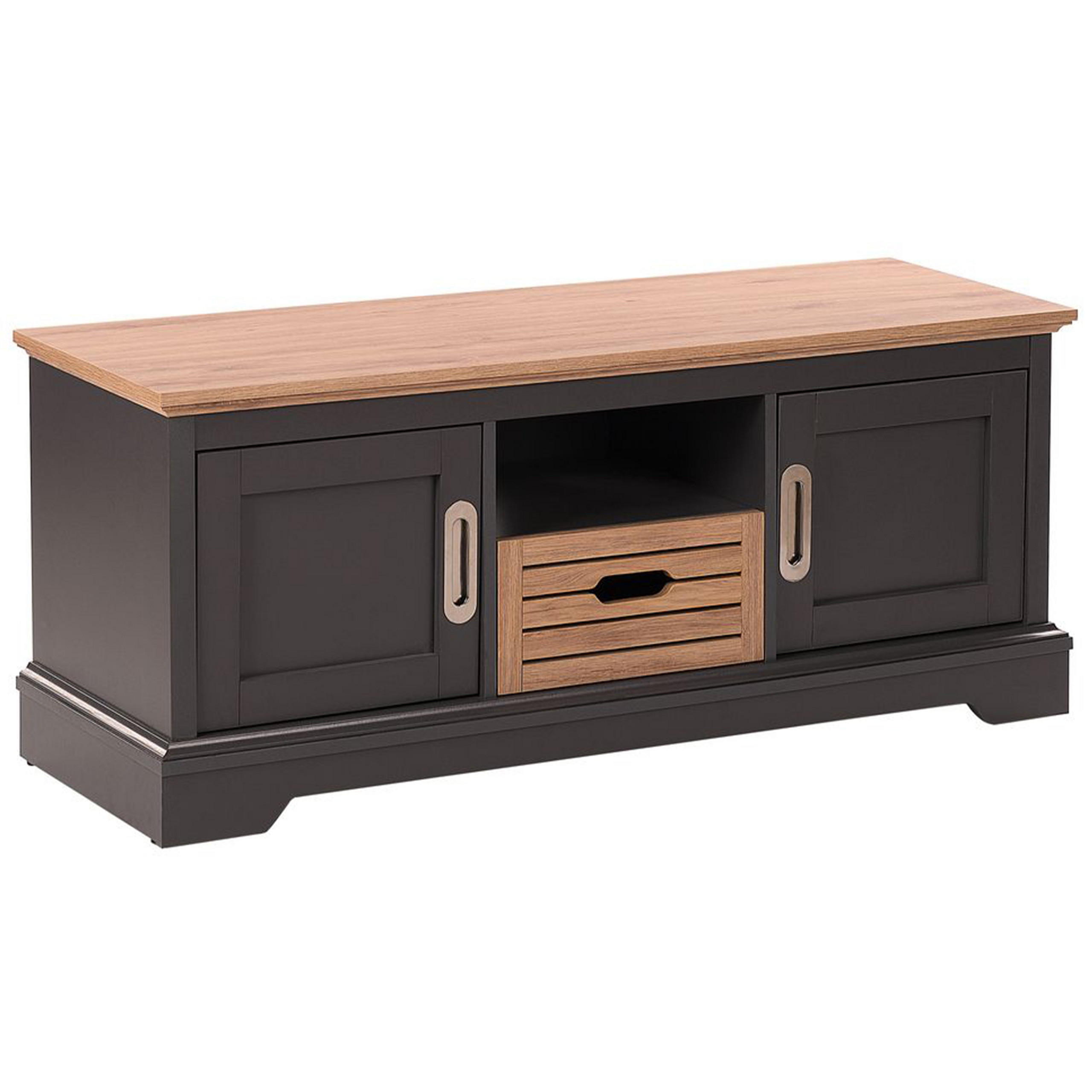 TV STOLEK Šedý, Světle hnědý, GARET 40/120/50 cm - šedá, kompozitní dřevo (120/50/40cm) - Beliani