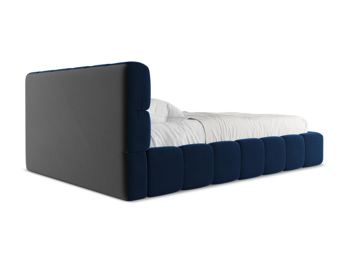 POLSTERBETT mit Bettkasten und Lattenrost 160x228 Blau - Blau/Schwarz, Kunststoff/Textil (140/200cm) - Makamii