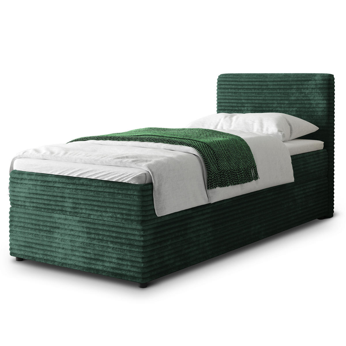 POSTEL BOXSPRING PISA 100x200 cm, s matrací a úložným prostorem, tmavě zelená - tmavě zelená, kompozitní dřevo/textil (100/200cm) - MASSENO