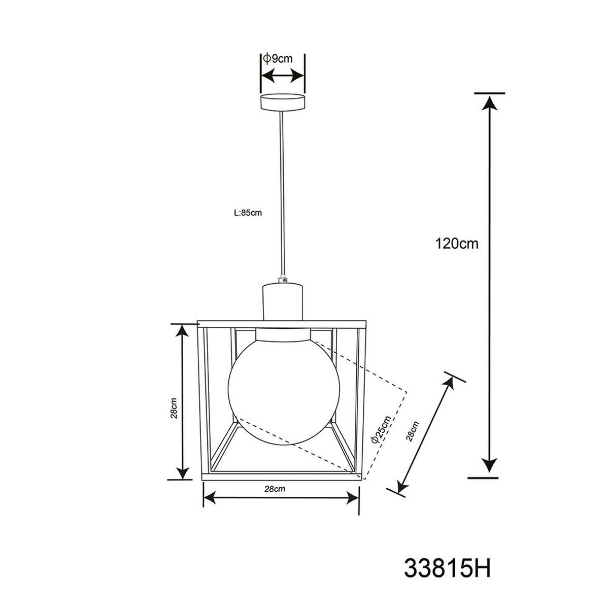 HÄNGELEUCHTE HILKO Schwarz Metall - Schwarz, Holz (28/28/120cm)