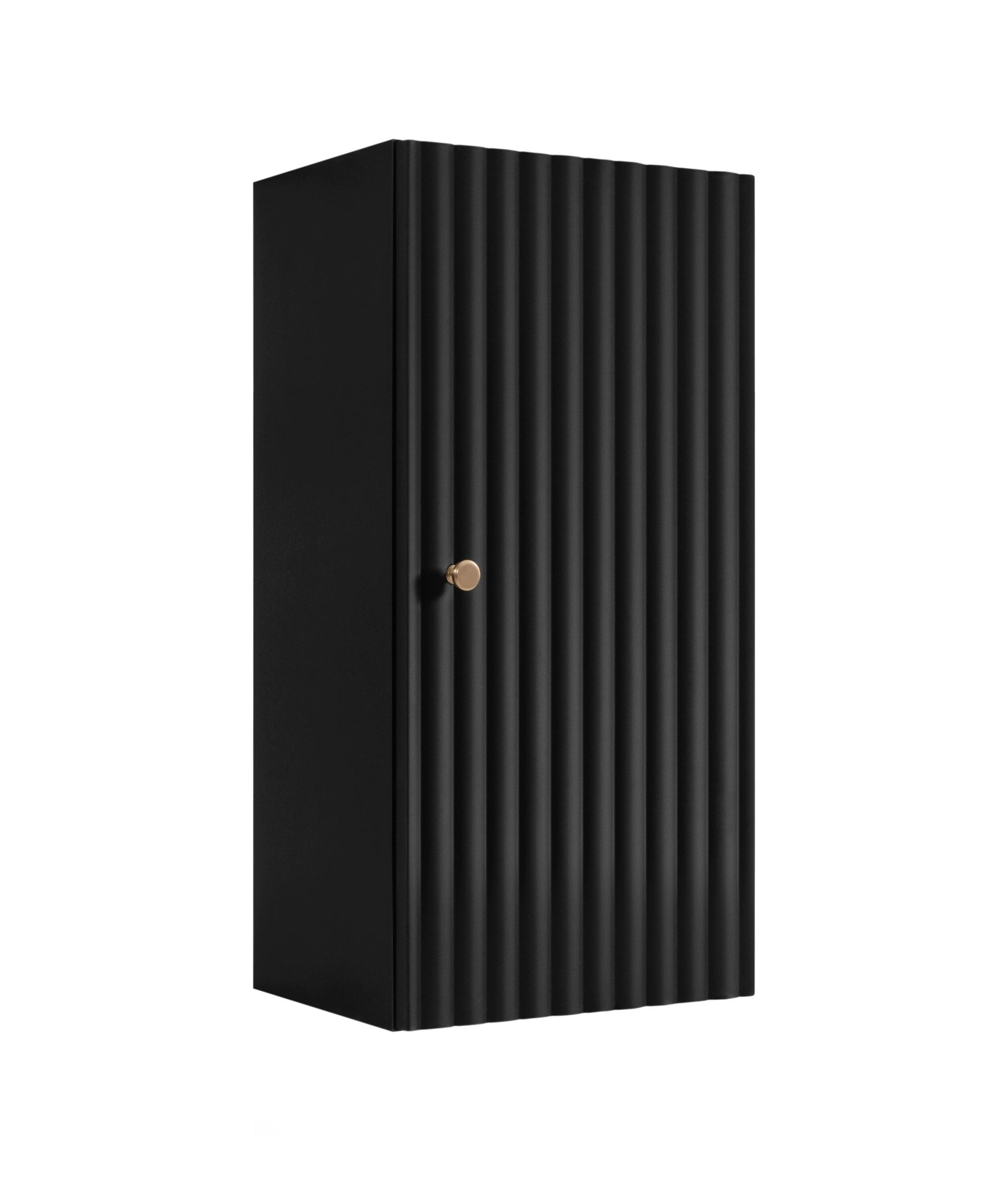 HÄNGESCHRANK BELLO geriffelt Schwarz matt 35/68/27 cm - Schwarz, Holzwerkstoff/Metall (35/68/27.2cm) - Rodan