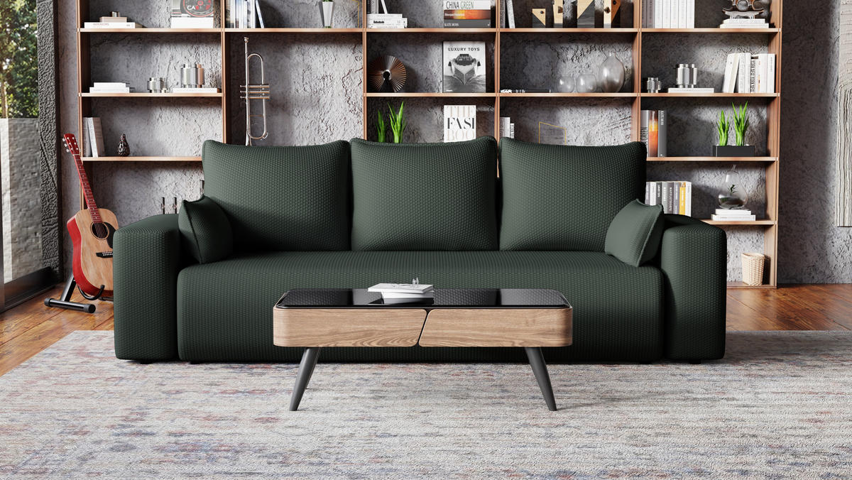 SOFA Bubi mit Bettkasten und Schlaffunktion, Cordstoff - Graphitfarben, Holzwerkstoff (242/85/95cm)