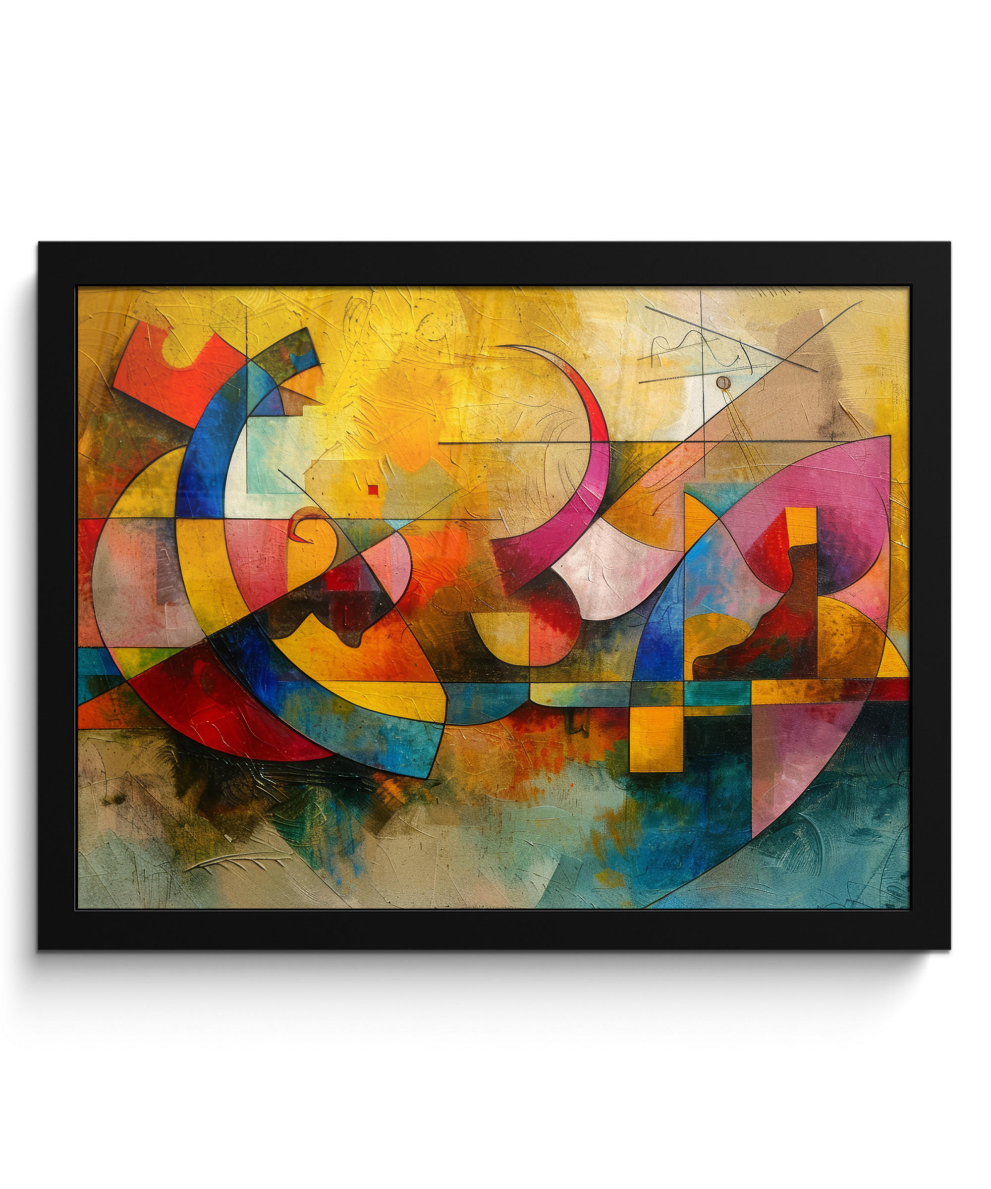 POSTER S OKVIROM Geometrijska umjetnost 40x30 cm - žuta, papir (40/30cm) - MuchoWow