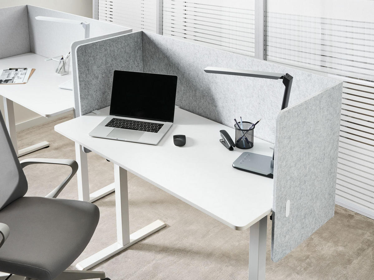 PANOU SEPARATOR DE BIROU 210/61 cm gri Soloa - gri, material textil (210/61/1cm) - Beliani