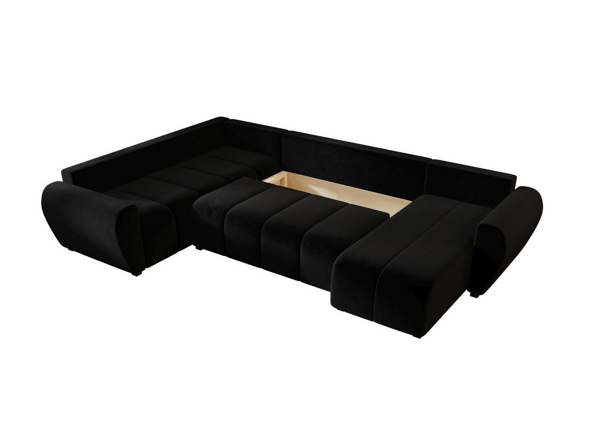 WOHNLANDSCHAFT MOLISA U PLUS Itaka 15 Rechts mit Schlaffunktion - Schwarz, Textil (303/82/208cm) - Bedante