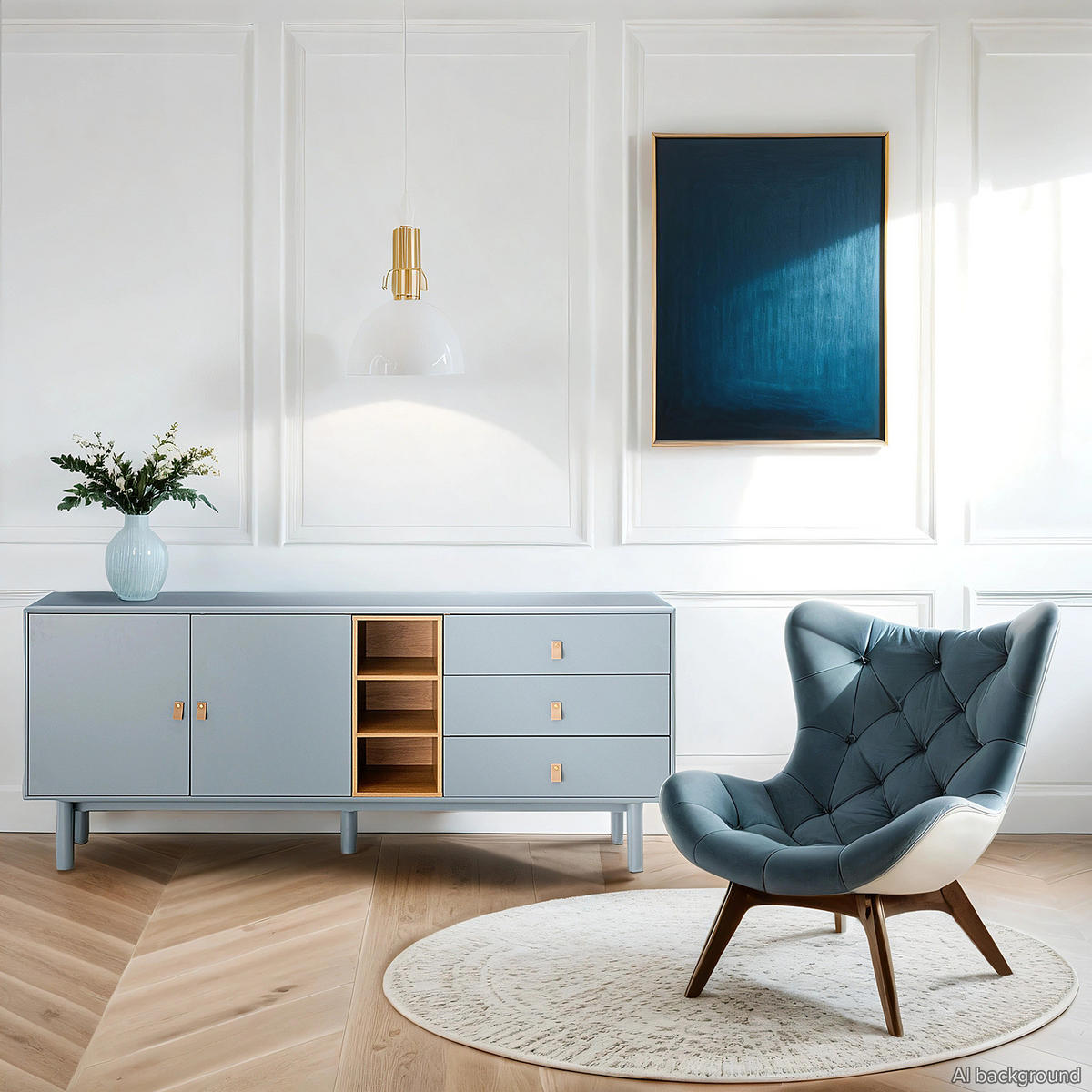SIDEBOARD - MDF / Spanplatte - Blaugrau/Braun, Holz/Holzwerkstoff (180/75/40cm) - home24