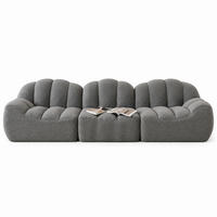 MODULARES Ecksofa mit granuliertem Fleecebezug Grau 288x104x79 cm, flexibel kombinierbar mit Ottoman - Grau, Textil (104/79/288cm) - IVMEU