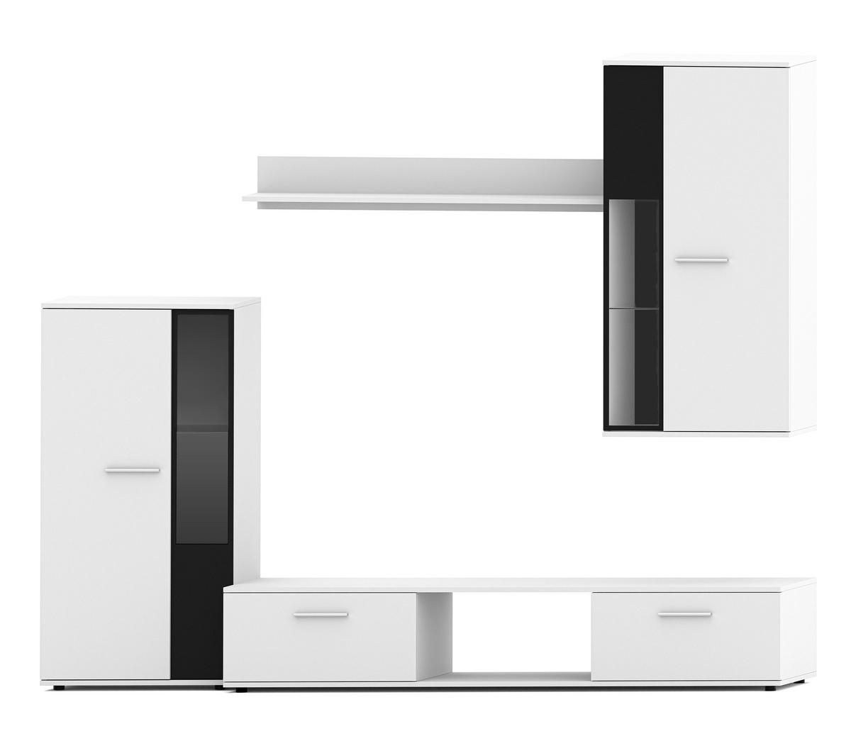 WOHNWAND Formilo Weiß 294/180/40 cm Hochwertige TV Wohnwand - Weiß, Holzwerkstoff/Kunststoff (294/180/40cm) - AX Living