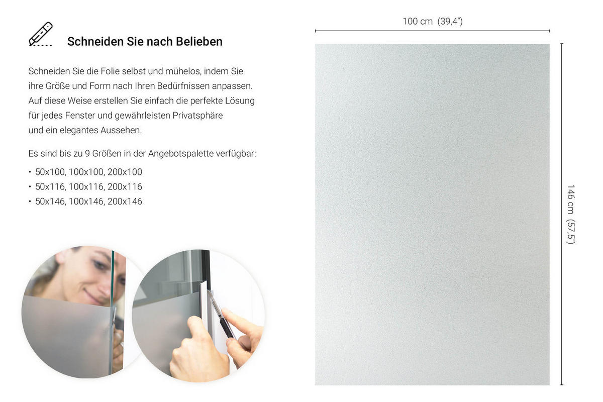 FENSTERFOLIE – 100x146 cm - Transparent, Kunststoff (100/146/0.1cm) - Wallfluent