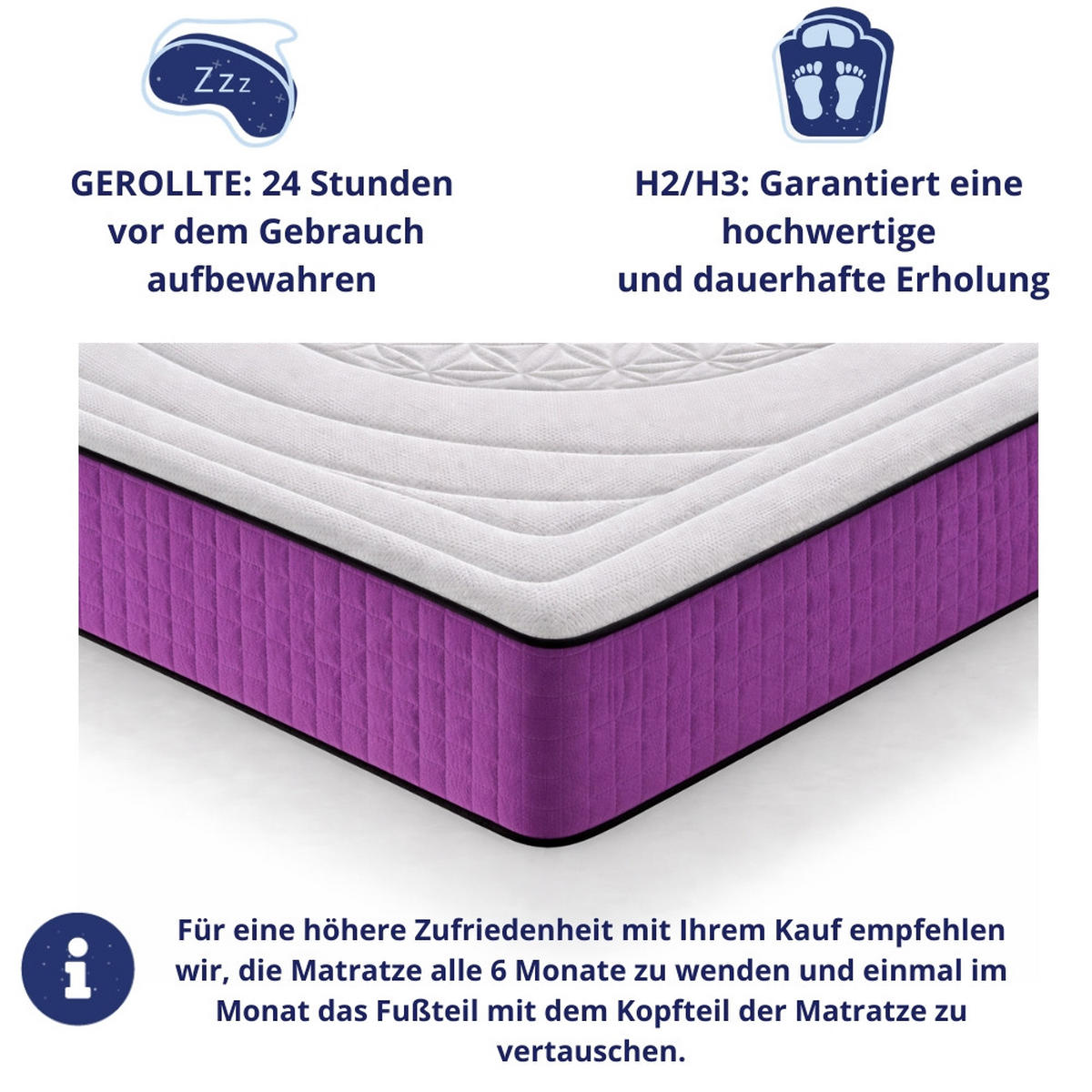 KALTSCHAUMMATRATZE Life Flower H3/H4 90x190 - Weiß, Textil (90/190cm) - Dagostino Home