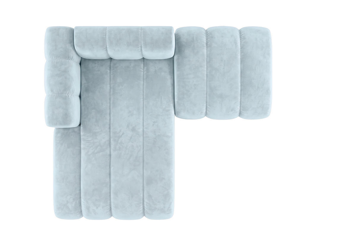 CHAISELONGUE Modulare Mit Hocker, Velvet-Stoff Riviera, Babyblau, Links, GRAND - Hellblau, Holz (204/179cm) - Kaiser Möbel