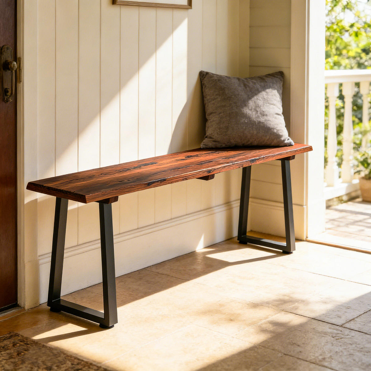 GARTENBANK DE-17794 2 Sitzer ohne Rückenlehne, 150x28x48 cm Carbonisiert - Braun, Metall (150/48/28cm) - ComfortXL