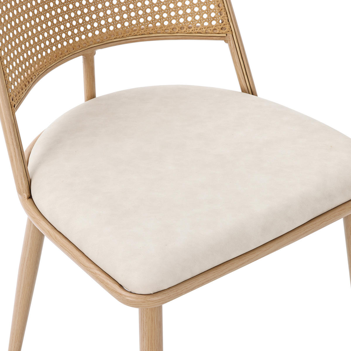 ESSZIMMERSTUHL 2er-Set mit PU-Sitz Rattan Beige - Beige, Holz (46/90/48cm) - Meubliv
