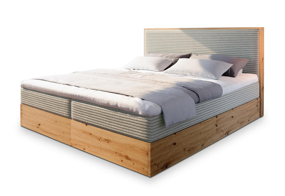 POSTEL BOXSPRING VERDON 140x200 cm, s matrací a úložným prostorem, béžová - béžová, kompozitní dřevo/textil (140/200cm) - MASSENO