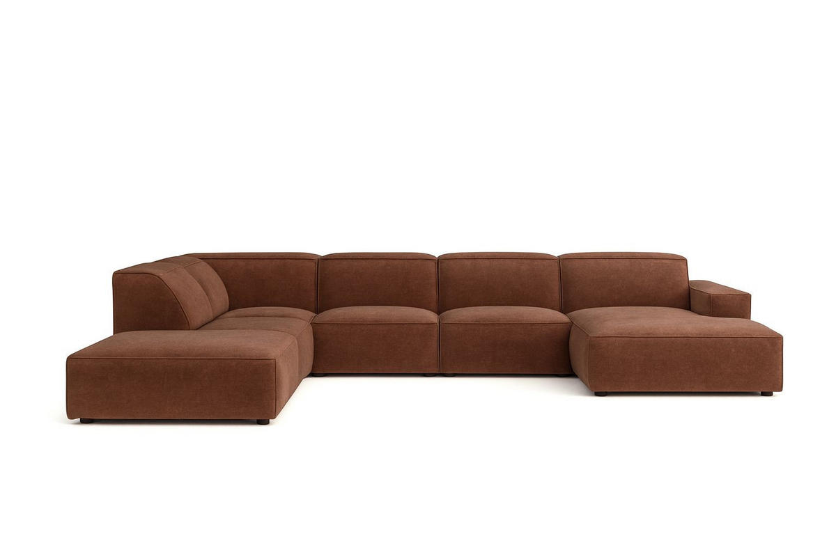 ECKSOFA Cursal V, Stoff Salvador, Dunkelbraun, Links - Dunkelbraun, Holz (364/262cm) - Kaiser Möbel