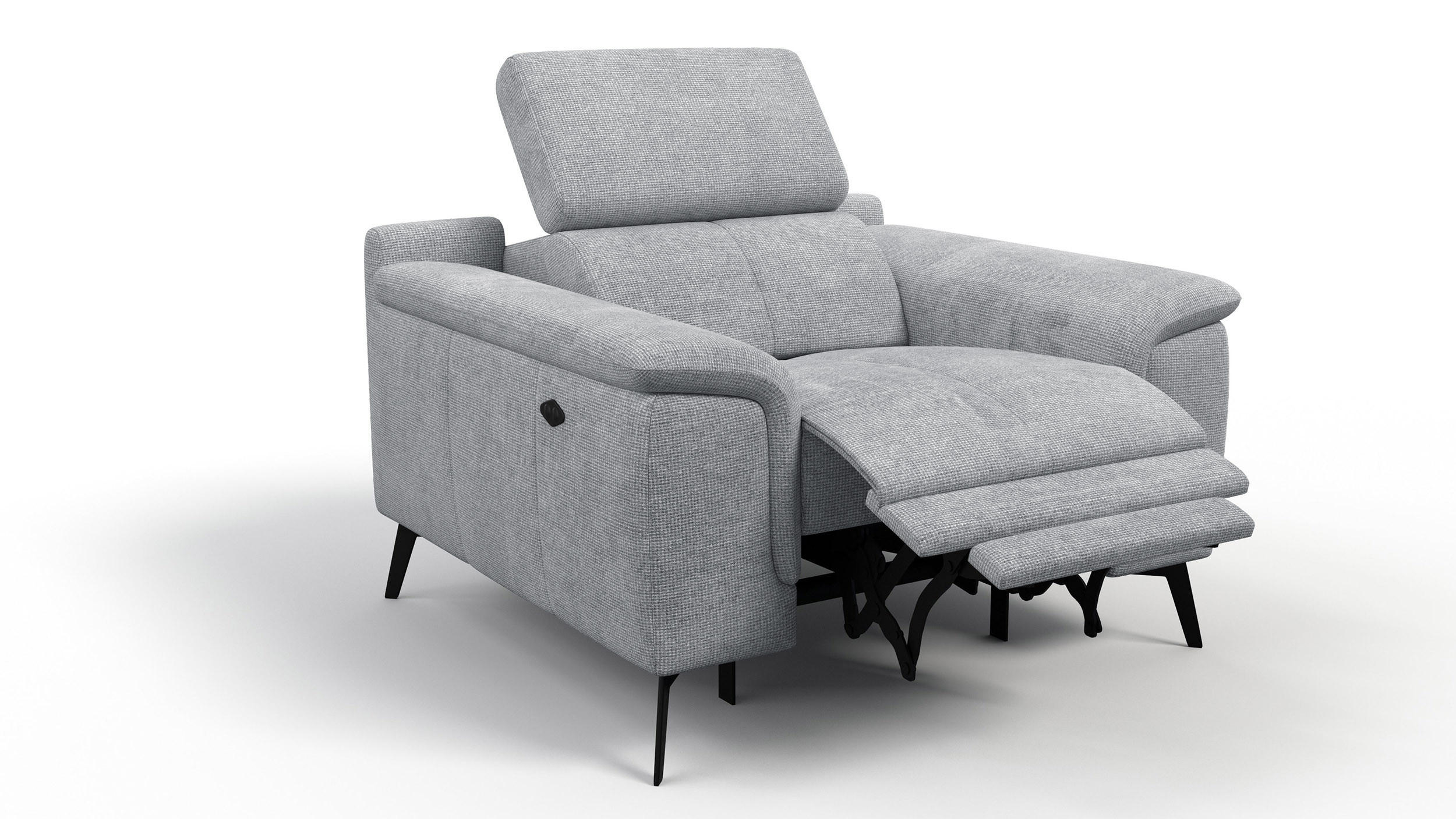 SESSEL FIERO mit Relaxfunktion, silberfarben - Silberfarben/Schwarz, Holzwerkstoff/Textil (114/82/103cm) - Courtois Laville