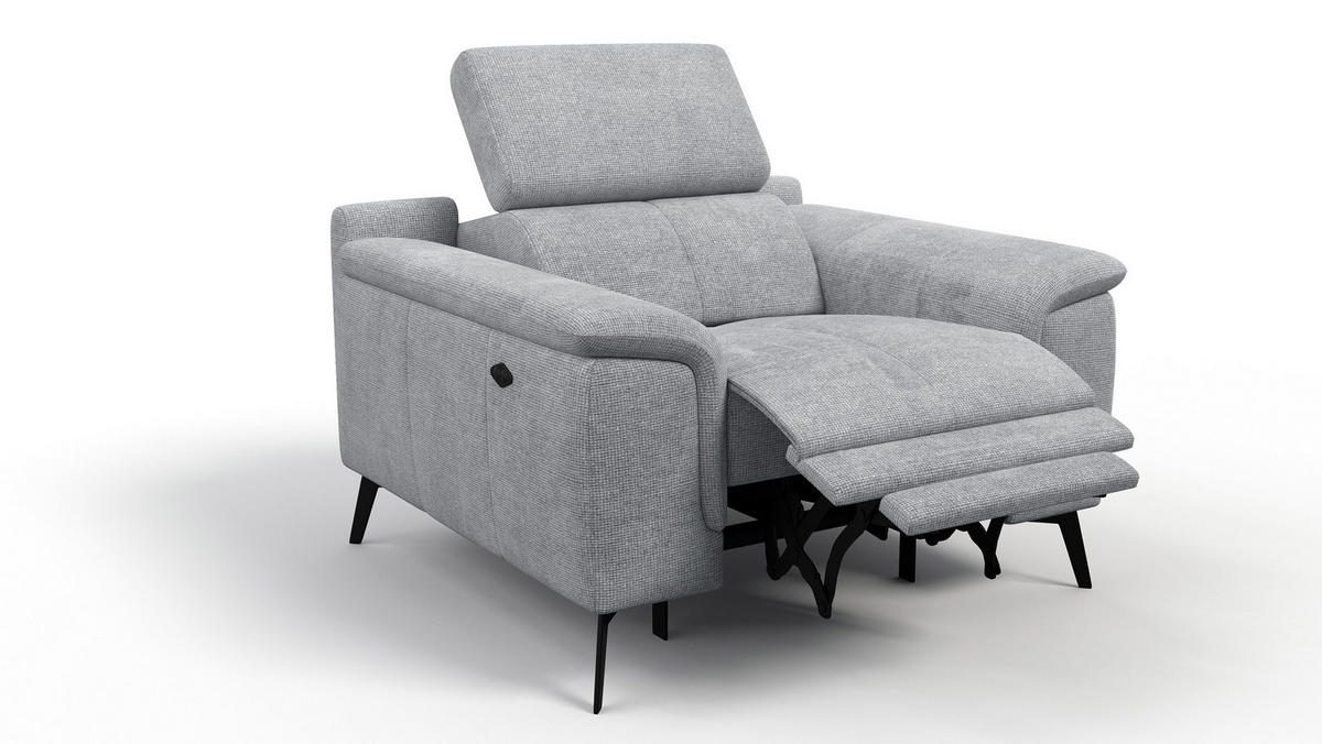 SESSEL FIERO mit Relaxfunktion, silberfarben - Silberfarben/Schwarz, Holzwerkstoff/Textil (114/82/103cm) - Courtois Laville