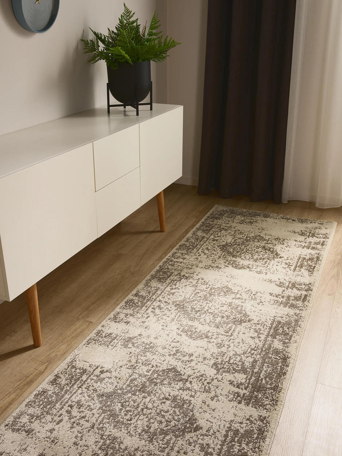 VINTAGE-LÄUFER Suki 80/240 cm - Creme/Braun, Kunststoff (80/240cm) - benuta