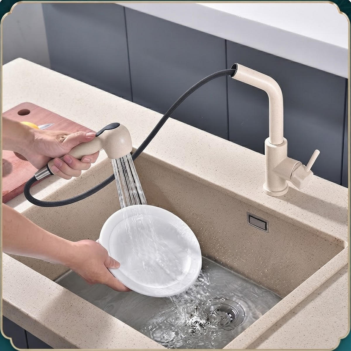 KÜCHENARMATUR, 33 x 22 cm, haferfarben - Ecru, Metall (59/7/27cm) - Vallsero