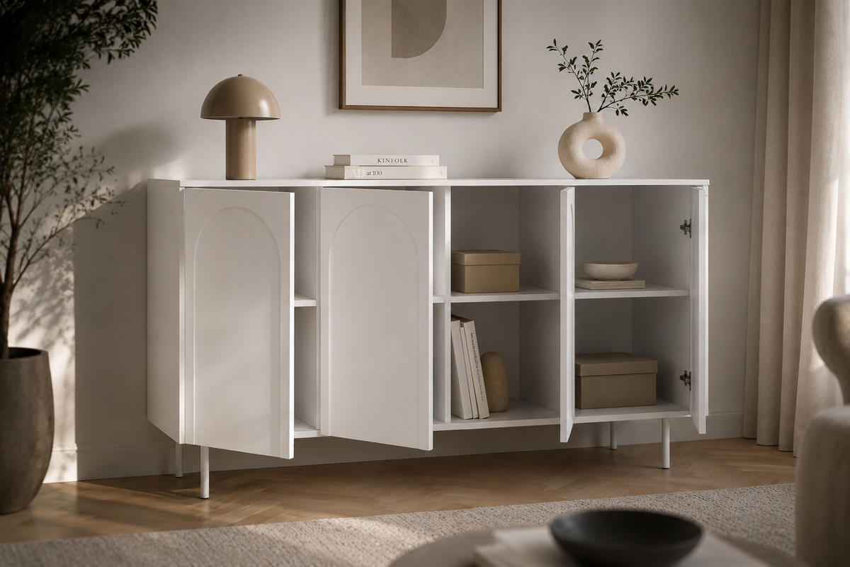 KOMMODE, Weiß, 161 x 42 x 87,6 cm - Weiß, Holzwerkstoff (161/87.6/42cm) - 3XE LIVING
