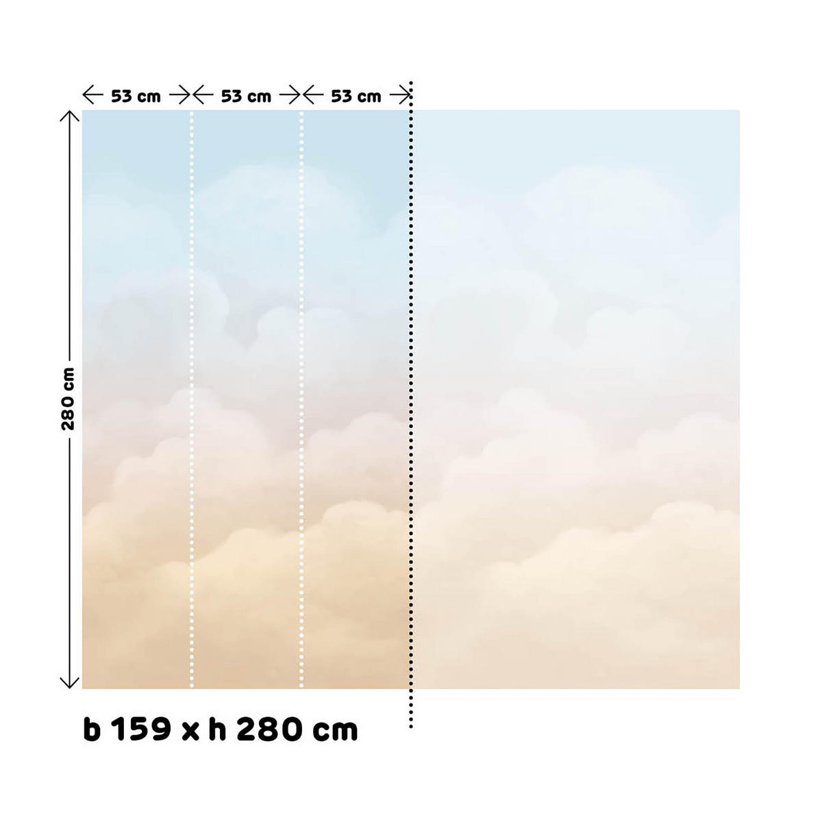 FOTOTAPETE In the Clouds 280x159cm - Blau, Papier/Kunststoff (159/1cm) - Sublime