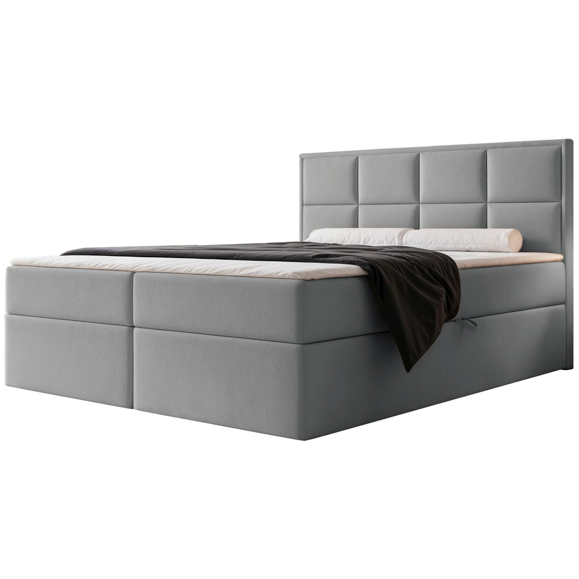 BOXBETT Silensio Grau Samt 180x200 cm - Grau, Textil (180/200cm) - Selsey