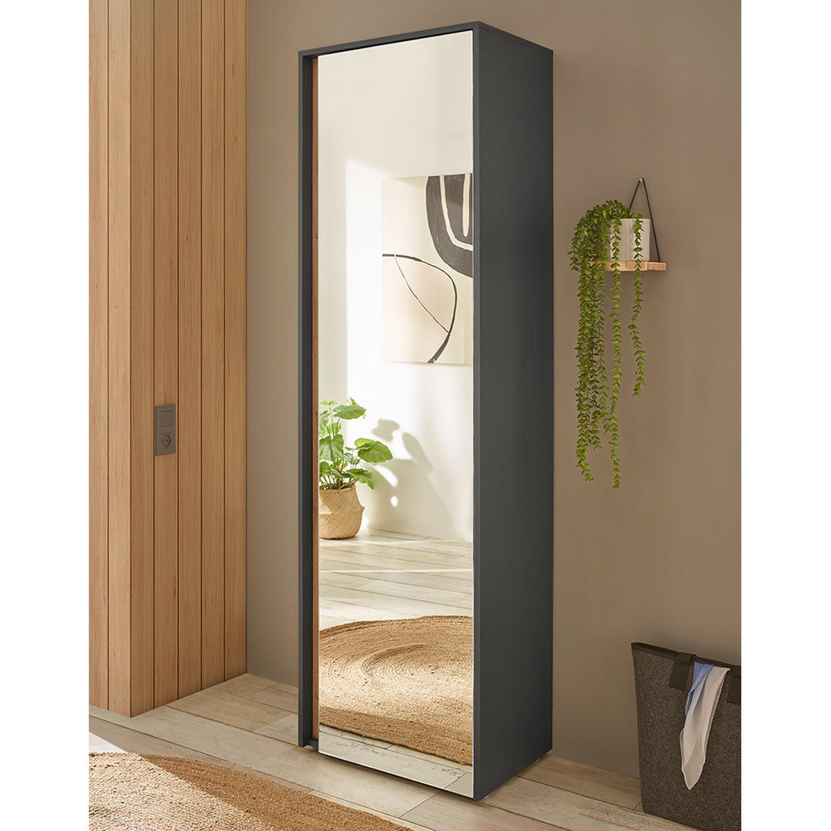 GARDEROBENSCHRANK Crisp-61 - Anthrazit, Holzwerkstoff (60/200/40cm) - Lomado